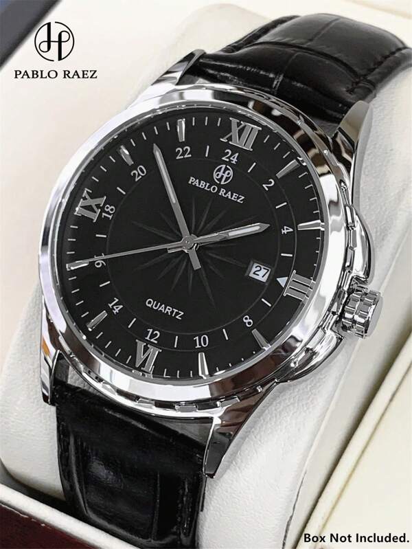 Pablo Raez Reloj de pulsera de negocios para hombres, caja de acero inoxidable S